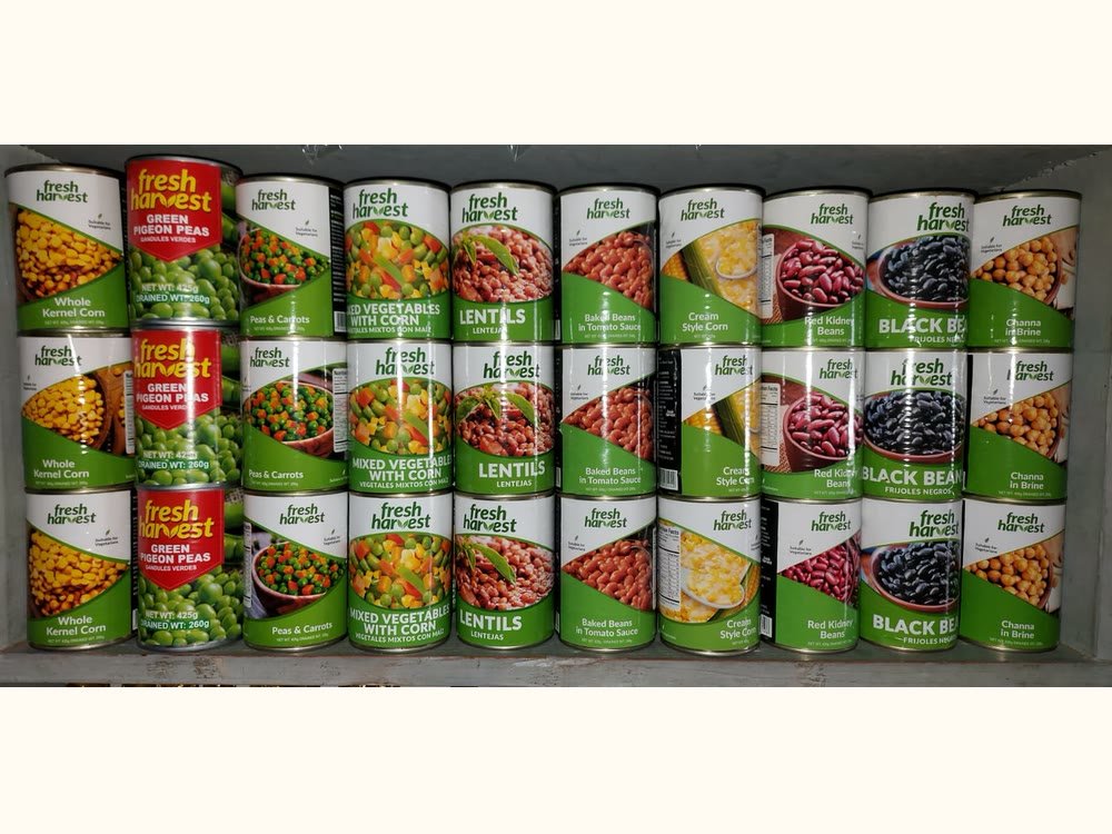 The full Fresh Harvest canned goods range
